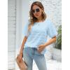 imageBlooming Jelly Womens Chiffon Blouse Summer Casual Round Neck Short Sleeve Pom Pom Shirts TopBlue