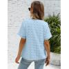 imageBlooming Jelly Womens Chiffon Blouse Summer Casual Round Neck Short Sleeve Pom Pom Shirts TopBlue