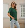imageBlooming Jelly Womens Chiffon Blouse Summer Casual Round Neck Short Sleeve Pom Pom Shirts TopGreen1