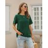 imageBlooming Jelly Womens Chiffon Blouse Summer Casual Round Neck Short Sleeve Pom Pom Shirts TopGreen1