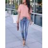 imageBlooming Jelly Womens Chiffon Blouse Summer Casual Round Neck Short Sleeve Pom Pom Shirts TopHeather Pink
