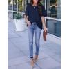 imageBlooming Jelly Womens Chiffon Blouse Summer Casual Round Neck Short Sleeve Pom Pom Shirts TopNavy Blue