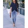 imageBlooming Jelly Womens Chiffon Blouse Summer Casual Round Neck Short Sleeve Pom Pom Shirts TopNavy Blue