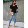 imageBlooming Jelly Womens Chiffon Blouse Summer Casual Round Neck Short Sleeve Pom Pom Shirts TopRuffle Black