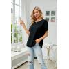 imageBlooming Jelly Womens Chiffon Blouse Summer Casual Round Neck Short Sleeve Pom Pom Shirts TopSolid Colorblack