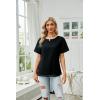 imageBlooming Jelly Womens Chiffon Blouse Summer Casual Round Neck Short Sleeve Pom Pom Shirts TopSolid Colorblack