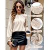 imageBlooming Jelly Womens Dressy Business Casual Blouse Pleated Long Sleeve Tops Satin Silk Work Shirt Fall Outfits 2024Black