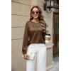 imageBlooming Jelly Womens Dressy Business Casual Blouse Pleated Long Sleeve Tops Satin Silk Work Shirt Fall Outfits 2024Brown