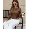 imageBlooming Jelly Womens Dressy Business Casual Blouse Pleated Long Sleeve Tops Satin Silk Work Shirt Fall Outfits 2024Brown