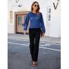 imageBlooming Jelly Womens Dressy Business Casual Blouse Pleated Long Sleeve Tops Satin Silk Work Shirt Fall Outfits 2024Dark Blue