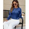 imageBlooming Jelly Womens Dressy Business Casual Blouse Pleated Long Sleeve Tops Satin Silk Work Shirt Fall Outfits 2024Dark Blue