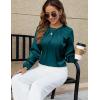 imageBlooming Jelly Womens Dressy Business Casual Blouse Pleated Long Sleeve Tops Satin Silk Work Shirt Fall Outfits 2024Dark Green