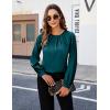 imageBlooming Jelly Womens Dressy Business Casual Blouse Pleated Long Sleeve Tops Satin Silk Work Shirt Fall Outfits 2024Dark Green