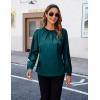 imageBlooming Jelly Womens Dressy Business Casual Blouse Pleated Long Sleeve Tops Satin Silk Work Shirt Fall Outfits 2024Dark Green