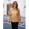 imageBlooming Jelly Womens Dressy Business Casual Blouse Pleated Long Sleeve Tops Satin Silk Work Shirt Fall Outfits 2024Golden