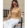 imageBlooming Jelly Womens Dressy Business Casual Blouse Pleated Long Sleeve Tops Satin Silk Work Shirt Fall Outfits 2024Golden