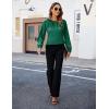 imageBlooming Jelly Womens Dressy Business Casual Blouse Pleated Long Sleeve Tops Satin Silk Work Shirt Fall Outfits 2024Green