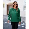imageBlooming Jelly Womens Dressy Business Casual Blouse Pleated Long Sleeve Tops Satin Silk Work Shirt Fall Outfits 2024Green