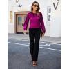 imageBlooming Jelly Womens Dressy Business Casual Blouse Pleated Long Sleeve Tops Satin Silk Work Shirt Fall Outfits 2024Hot Pink