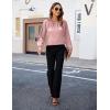 imageBlooming Jelly Womens Dressy Business Casual Blouse Pleated Long Sleeve Tops Satin Silk Work Shirt Fall Outfits 2024Pink