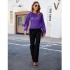 imageBlooming Jelly Womens Dressy Business Casual Blouse Pleated Long Sleeve Tops Satin Silk Work Shirt Fall Outfits 2024Purple