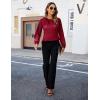 imageBlooming Jelly Womens Dressy Business Casual Blouse Pleated Long Sleeve Tops Satin Silk Work Shirt Fall Outfits 2024Red