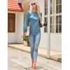 imageBlooming Jelly Womens Dressy Business Casual Blouse Pleated Long Sleeve Tops Satin Silk Work Shirt Fall Outfits 2024Turquoise