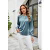 imageBlooming Jelly Womens Dressy Business Casual Blouse Pleated Long Sleeve Tops Satin Silk Work Shirt Fall Outfits 2024Turquoise