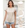 imageBlooming Jelly Womens Dressy Business Casual Blouse Pleated Ruffle Short Sleeve Satin Silk Work Shirt Summer Tops 2025Apricot