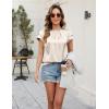 imageBlooming Jelly Womens Dressy Business Casual Blouse Pleated Ruffle Short Sleeve Satin Silk Work Shirt Summer Tops 2025Apricot