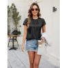 imageBlooming Jelly Womens Dressy Business Casual Blouse Pleated Ruffle Short Sleeve Satin Silk Work Shirt Summer Tops 2025Black