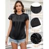 imageBlooming Jelly Womens Dressy Business Casual Blouse Pleated Ruffle Short Sleeve Satin Silk Work Shirt Summer Tops 2025Black