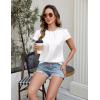 imageBlooming Jelly Womens Dressy Business Casual Blouse Pleated Ruffle Short Sleeve Satin Silk Work Shirt Summer Tops 2025White