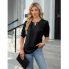 imageBlooming Jelly Womens Dressy Business Casual Blouses Silk Puff Sleeve Tops Summer Outfits V Neck Pleated Work Shirts 2025Black