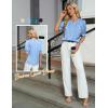 imageBlooming Jelly Womens Dressy Business Casual Blouses Silk Puff Sleeve Tops Summer Outfits V Neck Pleated Work Shirts 2025Blue