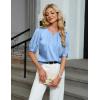 imageBlooming Jelly Womens Dressy Business Casual Blouses Silk Puff Sleeve Tops Summer Outfits V Neck Pleated Work Shirts 2025Blue