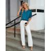 imageBlooming Jelly Womens Dressy Business Casual Blouses Silk Puff Sleeve Tops Summer Outfits V Neck Pleated Work Shirts 2025Turquoise