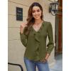imageBlooming Jelly Womens Dressy Casual Blouse Business Long Sleeve Tops Ruffle V Neck Work Shirt Fall Outfit 2024Army Green