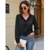 imageBlooming Jelly Womens Dressy Casual Blouse Business Long Sleeve Tops Ruffle V Neck Work Shirt Fall Outfit 2024Black