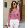 imageBlooming Jelly Womens Dressy Casual Blouse Business Long Sleeve Tops Ruffle V Neck Work Shirt Fall Outfit 2024Dusty Pink
