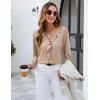 imageBlooming Jelly Womens Dressy Casual Blouse Business Long Sleeve Tops Ruffle V Neck Work Shirt Fall Outfit 2024Khaki
