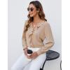 imageBlooming Jelly Womens Dressy Casual Blouse Business Long Sleeve Tops Ruffle V Neck Work Shirt Fall Outfit 2024Khaki
