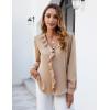 imageBlooming Jelly Womens Dressy Casual Blouse Business Long Sleeve Tops Ruffle V Neck Work Shirt Fall Outfit 2024Khaki
