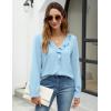 imageBlooming Jelly Womens Dressy Casual Blouse Business Long Sleeve Tops Ruffle V Neck Work Shirt Fall Outfit 2024Light Blue