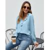 imageBlooming Jelly Womens Dressy Casual Blouse Business Long Sleeve Tops Ruffle V Neck Work Shirt Fall Outfit 2024Light Blue