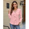 imageBlooming Jelly Womens Dressy Casual Blouse Business Long Sleeve Tops Ruffle V Neck Work Shirt Fall Outfit 2024Pink