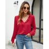 imageBlooming Jelly Womens Dressy Casual Blouse Business Long Sleeve Tops Ruffle V Neck Work Shirt Fall Outfit 2024Red