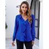 imageBlooming Jelly Womens Dressy Casual Blouse Business Long Sleeve Tops Ruffle V Neck Work Shirt Fall Outfit 2024Royal Blue