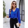 imageBlooming Jelly Womens Dressy Casual Blouse Business Long Sleeve Tops Ruffle V Neck Work Shirt Fall Outfit 2024Royal Blue