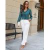 imageBlooming Jelly Womens Dressy Casual Blouse Business Long Sleeve Tops Ruffle V Neck Work Shirt Fall Outfit 2024Turquoise